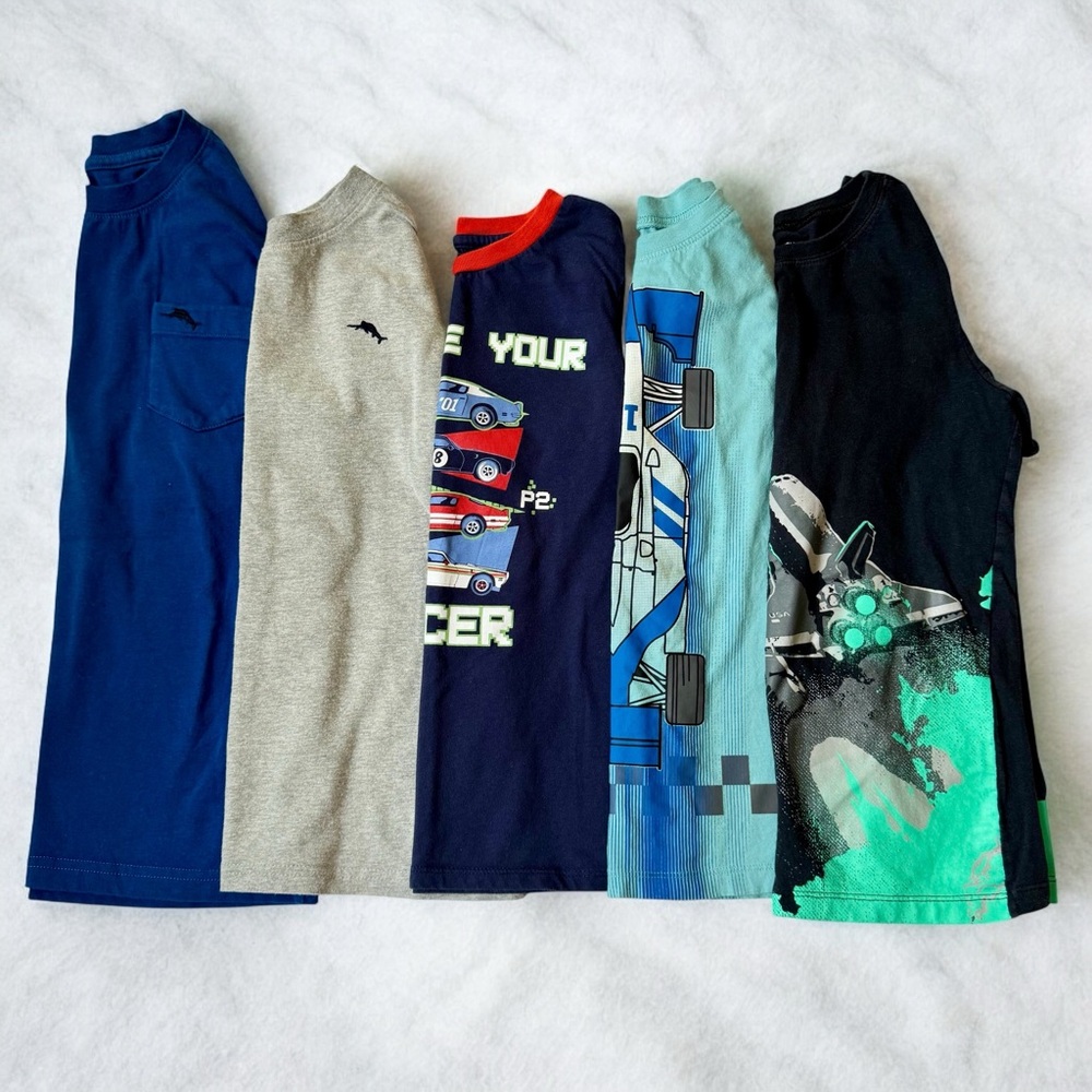 Boys Short Sleeve Shirts Size 7 Carter’s, Tommy Bahama Blue Car Space -Lot of 5